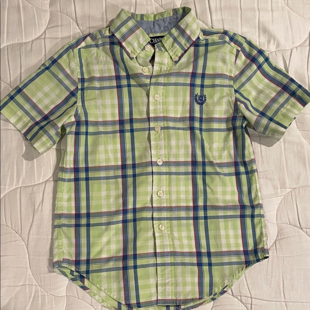 Chaps Kids Shirt in Green and Blue Plaid
